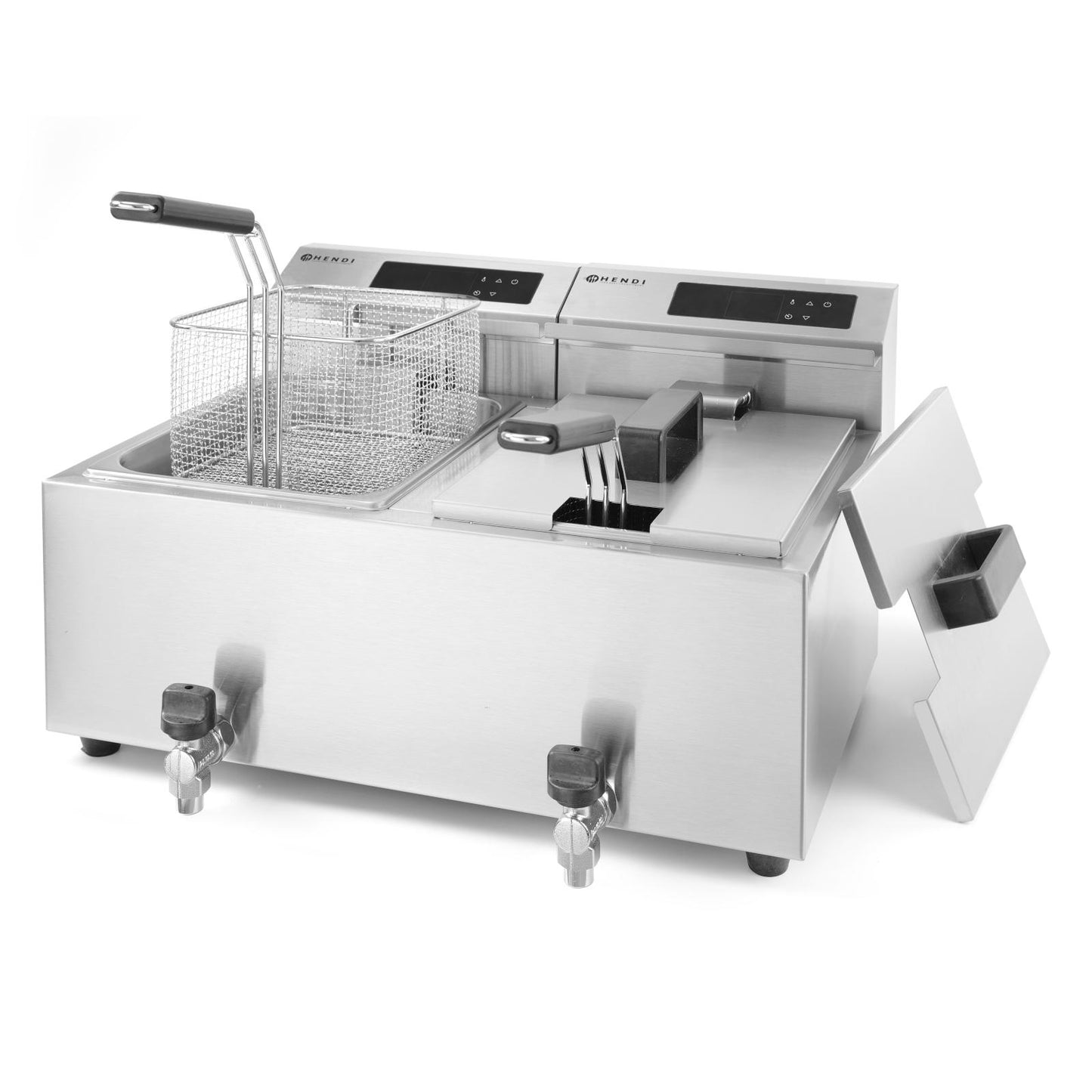 Hendi Mastercook digital panel fryer fryer with tap 2x8L 2x3500W – image 2