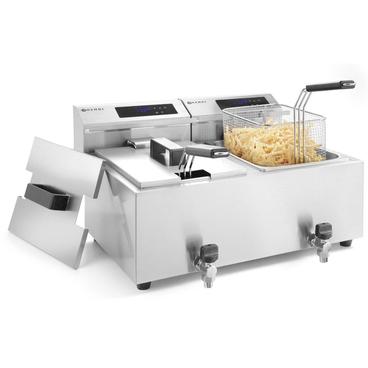 Hendi Mastercook digital panel fryer fryer with tap 2x8L 2x3500W – image 4