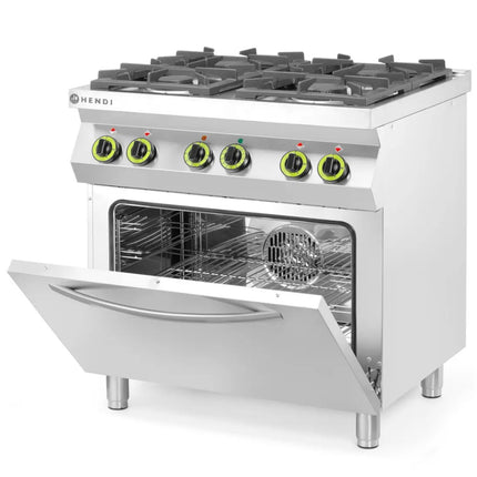 Gas Kitchen 4 burners with electric convection oven GN1/1 Kitchen Line - Hendi 225882