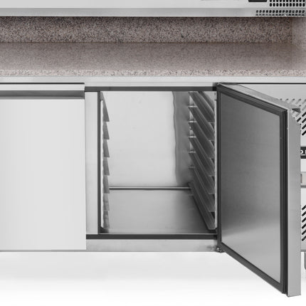 Refrigeration table for pizza with radiator top granite countertop width 140cm - Hendi 232033
