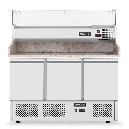 Refrigeration table for pizza with radiator top granite countertop width 140cm - Hendi 232033