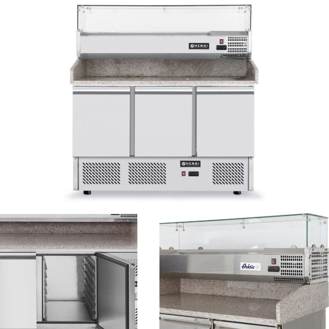 Hendi Refrigeration table for pizza with radiator top granite countertop width 140cm