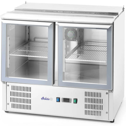 ARKTIC 2 door glazed salad table with lid on 2x GN1/1 3x GN1/6 247 l