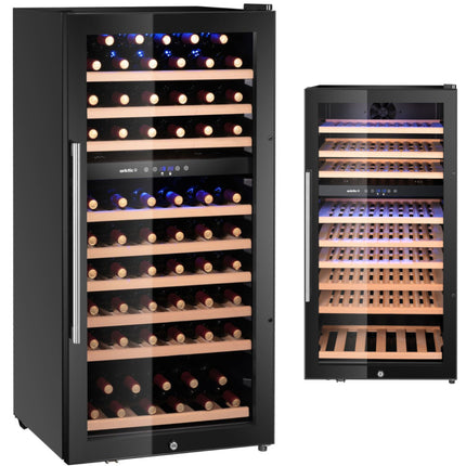 ARKTIC 2-zone wine cooler refrigerator for 91 bottles, 230 l, 569x595x1215 mm