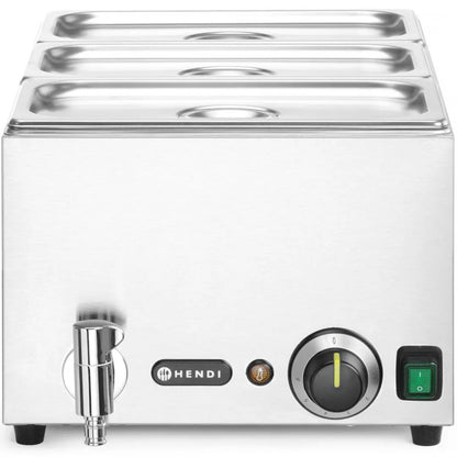 Hendi Bain-marie food warmer with tap 3x GN 1/3 100 mm with lids 1000 W – image 2