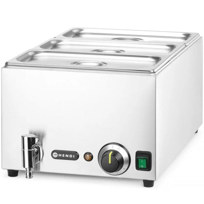 Hendi Bain-marie food warmer with tap 3x GN 1/3 100 mm with lids 1000 W