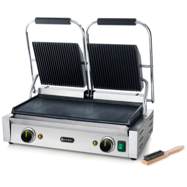 Contact barbecue contact top ribbed smooth down 3600W - Hendi 263808