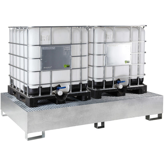 MEVA IBC tank tub for MAUZER 2 x 1000L pallet container - galvanized