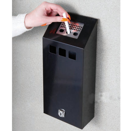 Wall ashtray with removable key-closed container, 1.5L stainless steel