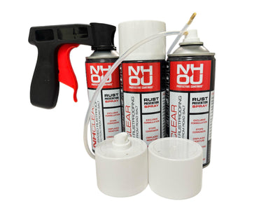 NHOU® caurspīdīgs rūsas novēršanas aerosols – 3 × 400 ml + ērts rokturis