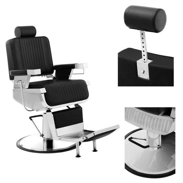 Professional Barber hairdressing chair with swivel footrest LUXURIA Physa black