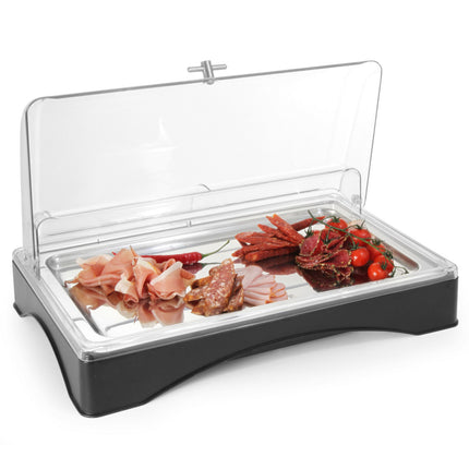 Tray with GN1/1 cooling cartridge and RollTop cover - Hendi 424186