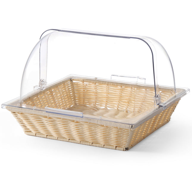 Polyrattan bread basket with ROLLTOP GN2/3 cover, 245mm - Hendi 426968