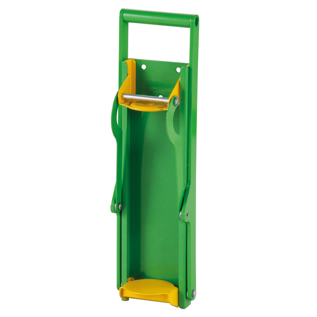 Aluminium can press 0.33l / 0.5l mounted on the wall.
