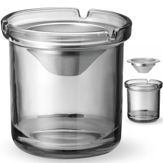 Hendi Glass ashtray with steel insert, dia. 98 x 99 mm