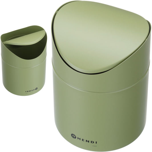 Hendi Table basket trash can with hinged lid 1.2 l - green