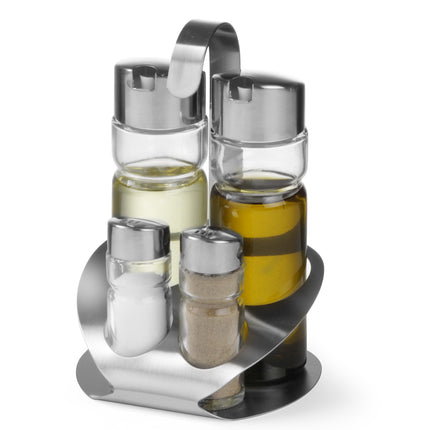 Set for spices made of stainless steel salt pepper olive wine vinegar - Hendi 465356