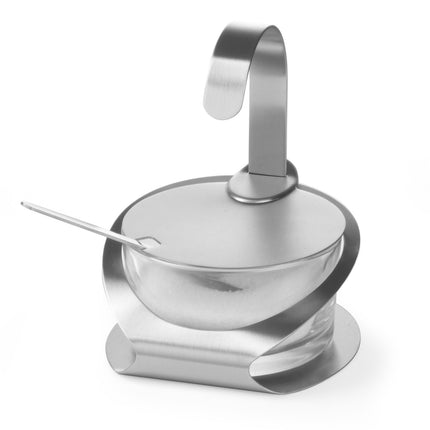 Glass and stainless steel pie maker with spoon 130mm height 90mm - Hendi 465370