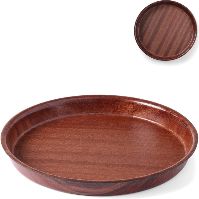 Hendi Wooden non-slip tray with a rank - round 36cm