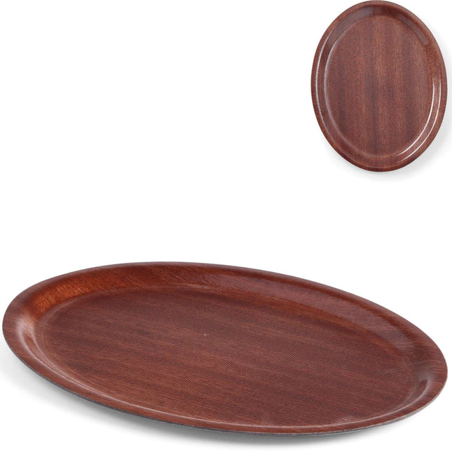 Hendi Wooden non-slip wooden waiting tray - oval 29x21cm