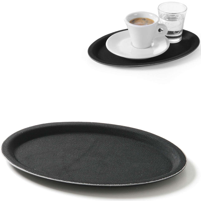 Hendi Tray waiter non-slip oval 16x23cm - black