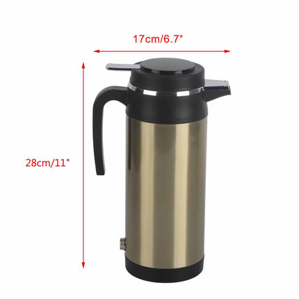 Automašīnas tējkanna, 1000 ml 12V / 24V automašīnas elektriskā sildīšanas krūze no nerūsējošā tērauda elektriskā tējkanna termoss sildīšanas ūdens pudele (24V 240W)
