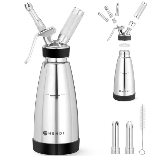 Hendi Thermo siphon for hot and cold sauces, 3 tips, 0.5 l diameter. 95x275 mm