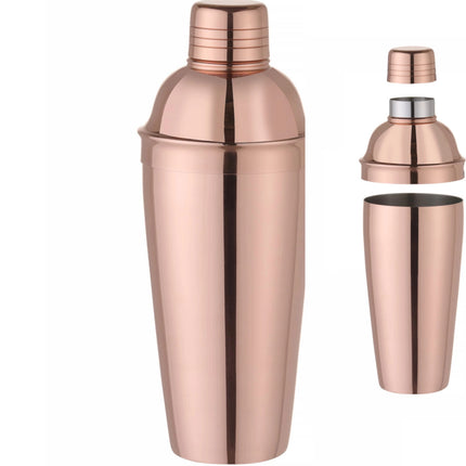 Bar Up 3-piece bartender shaker for drinks and cocktails Cobbler 0.8 l - copper