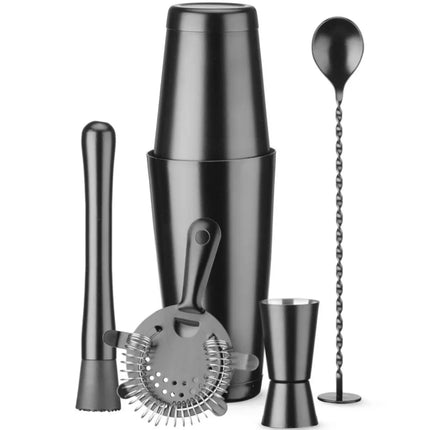 Bar Up Bartender set in a tube, shaker, jigger, strainer, muddler, spoon - black