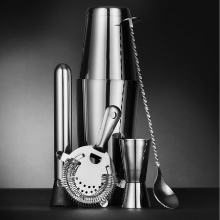 Bar Up Bartender set in a tube, shaker, jigger, strainer, muddler, spoon - silver – image 6
