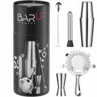 Bar Up Bartender set in a tube, shaker, jigger, strainer, muddler, spoon - silver