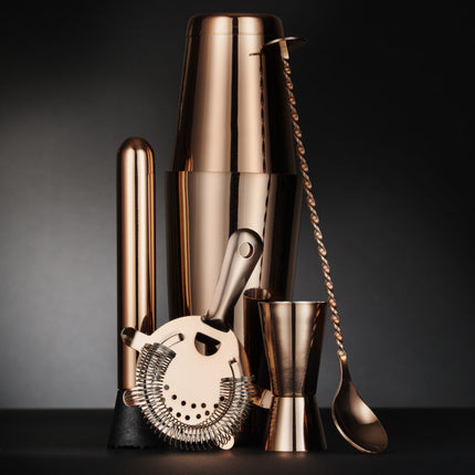 Bar Up Bartender set in a tube, shaker, jigger, strainer, muddler, spoon - copper – image 6