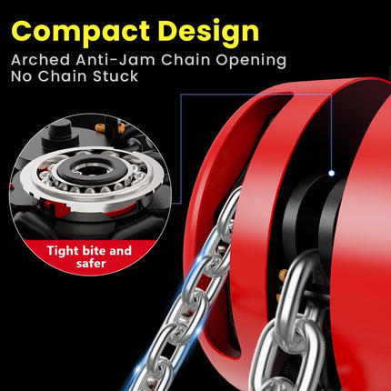 Anbull 1T chain hoist hand winch, fully galvanized chain, oil-free, 1000Kg load capacity, pulley block, rope hoist, ratchet hoist, 3m chain, chain block hoist
