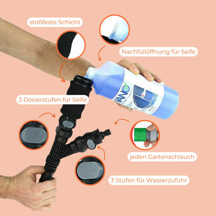 aquascopic 2-in-1 teleskopiskais stabs ar 5 virsmu suku un logu tīrītāju – Regulējama garuma logu tīrītājs – 7,2 m – Logu tīrītājs saules paneļiem – Iekšējā ūdens šļūtene