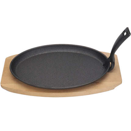Hendi Cast iron platter with wooden base, hot plate handle, 280 x 140 mm – image 2