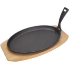 Hendi Cast iron platter with wooden base, hot plate handle, 280 x 140 mm