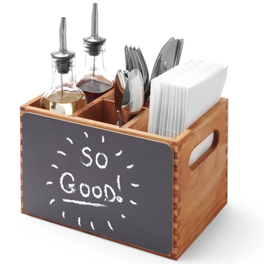 Hendi Box container on menu cutlery spices with wooden writing boards