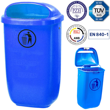 Europlast Austria Trash street trash container for the pole or wall DIN 50L - blue – image 2