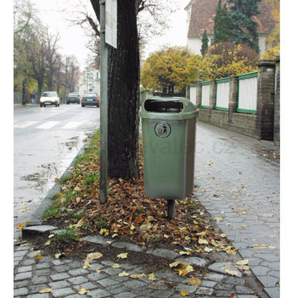 Street basket urban garbage container for post or wall DIN 50L - green