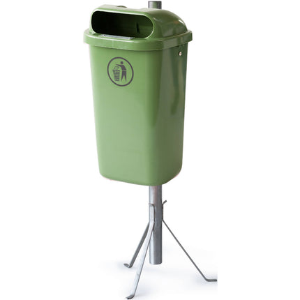 Street basket urban garbage container for post or wall DIN 50L - green