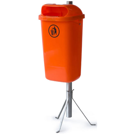 Street basket urban trash container for pole or wall DIN 50L - orange