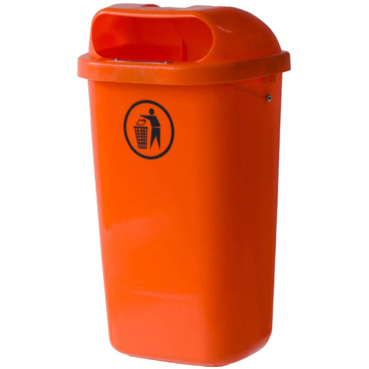 Europlast Austria Street basket urban trash container for pole or wall DIN 50L - orange