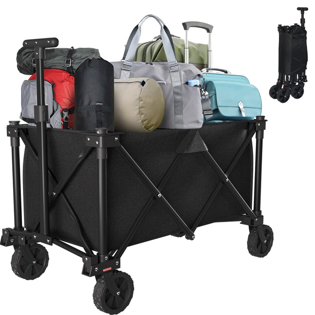 BEAU JARDIN Bollerwagen Faltbarer Handwagen bis 100 KG 100L Fassungsvermögen Leicht Faltbarer Bollerwagen Kinder Transportwagen Gartenanhänger Belastbar zu Tragen Geeignet für Kinder - Schwarz