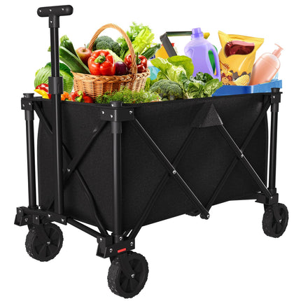 BEAU JARDIN Bollerwagen Faltbarer Handwagen bis 100 KG 100L Fassungsvermögen Leicht Faltbarer Bollerwagen Kinder Transportwagen Gartenanhänger Belastbar zu Tragen Geeignet für Kinder - Schwarz