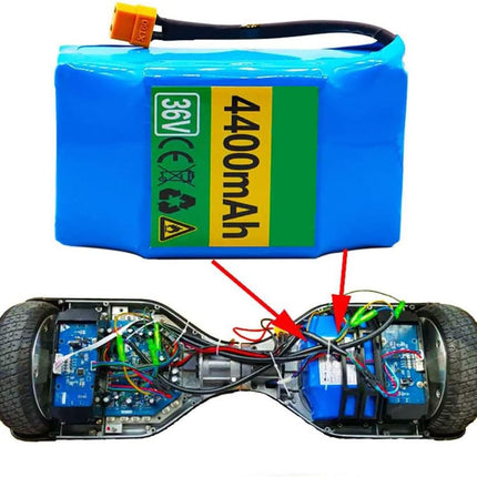 36 V 4,4 Ah 10S2P litija jonu akumulators, 36 V 4400 mAh uzlādējams litija jonu akumulators elektriskajam pašbalansējošajam motorolleram, hoverbordam, vienritenim 36 V 4,4 Ah
