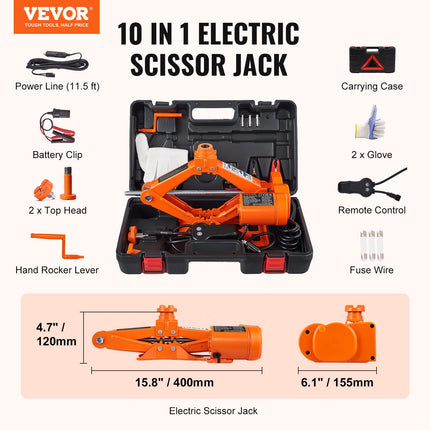 VEVOR elektriskais grīdas domkrats, 3 tonnas/2993,7 kg 12 V elektriskais šķērveida domkrats, dubults seglu ar tālvadības pulti, portatīvais domkrats sedanam, apvidus auto, kravas automašīnas riepu maiņa