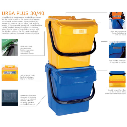Trash container for sorting garbage URBA PLUS 40L - blue