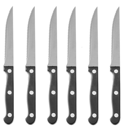 Stainless steel steak knife serrated length 215mm set 6pcs - Hendi 781449