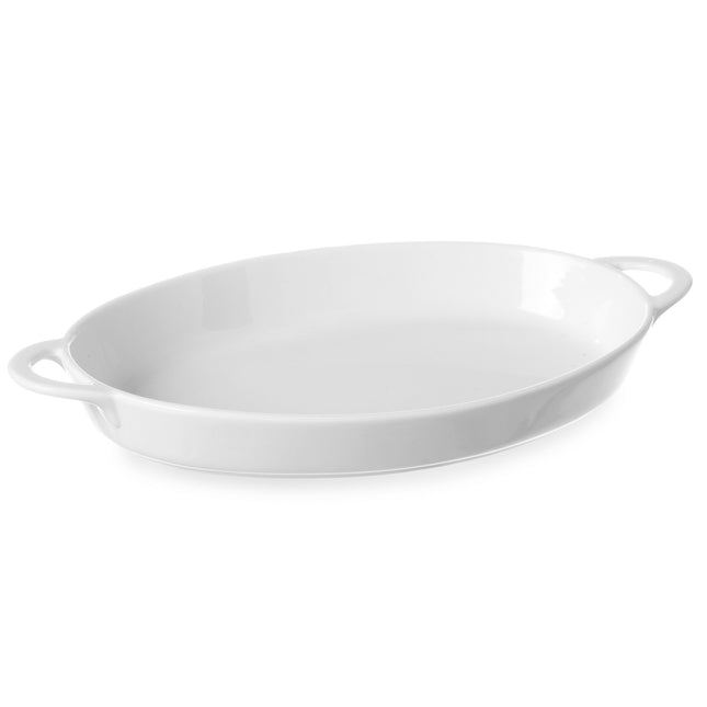 Hendi Cake plate with handles 270x180x40mm white porcelain