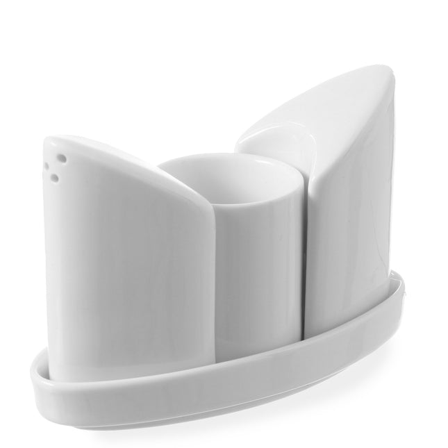 Set for condiments salt shaker white porcelain toothpick - Hendi 786420